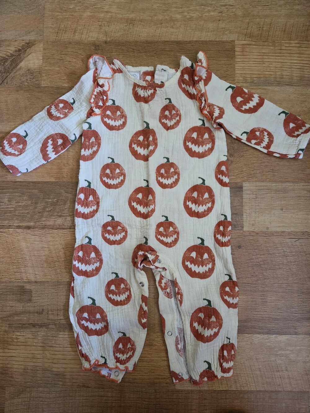 Mudpie Jack-o-lantern Halloween Long Sleeve Romper